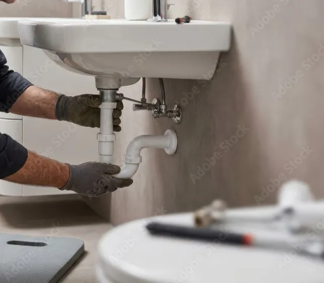 Installation du siphon et de l'arrivée d'eau d'un lavabo